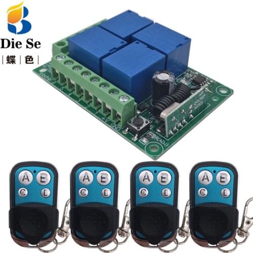 Remote Control 433Mhz 12V 4CH rf Switch Relay Receiver and Transmitter for Garage Remote Control and Remote Light Switch
