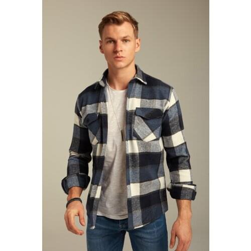 Mens Blue Plaid Lumberjack Shirt