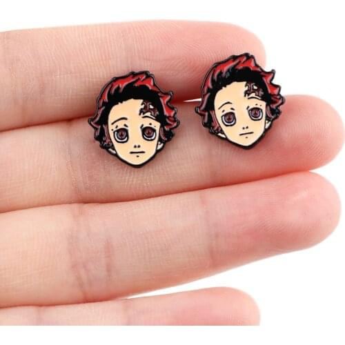 DZ2016 Japanese Demon Slayer Comics Anime Kimetsu no Yaiba Piercing Earrings Cartoon Anime Stud Earrings for Woman Girls Kids