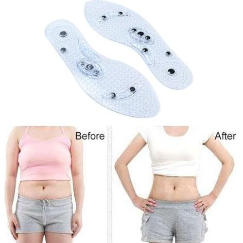 1Pair Women Men Shoe Insole Non-Slip Gel Insole Transparent Blue Shoe Pad Magnet Therapy Anti-fatigue Relaxation Massage J0204