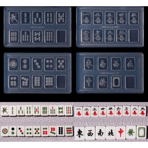 Super Mini Chinese Mahjong Earrings Pendant Resin Mold Silicone Get Rich Mahjong Nail Mould Mahjong Resin Craft Tools