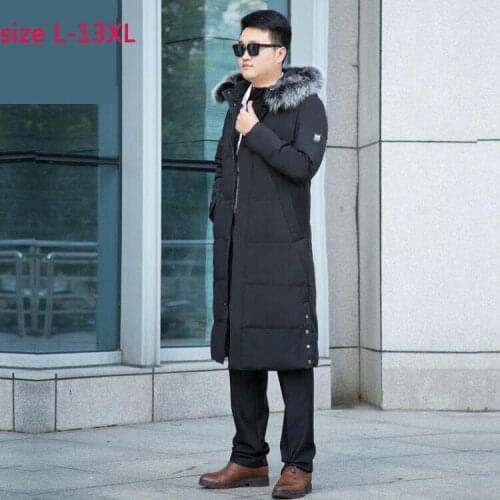 Lengthened Jacket Men Rabbits hair Collar thick filler480g White Duck Down high quality obese plus size L-11XL12XL13XL