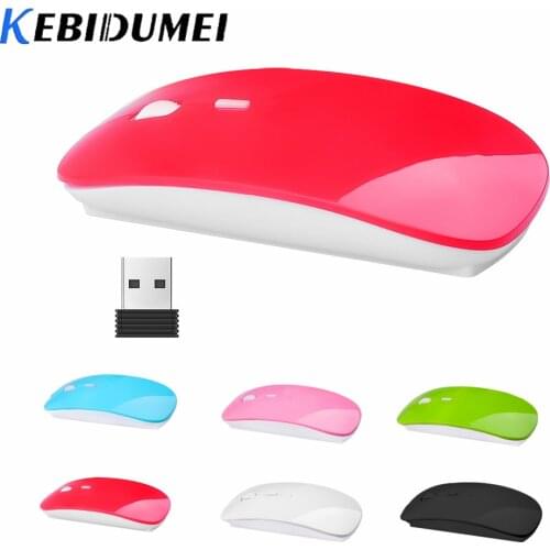 Kebidumei Ultra Thin USB Optical Wireless Mouse 2.4G Receiver Super Slim Mouse Cordless for Computer PC Laptop Desktop