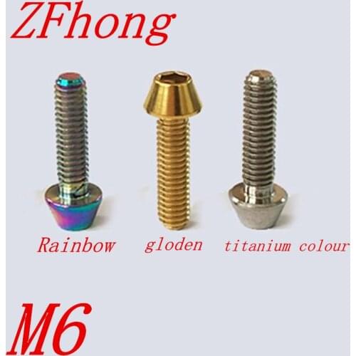 1PC Titanium Ti M6*1216/20/25/30/35/40/45/50 Allen Key Taper Head Bolt Screw for Bicycle Stem Seatpost