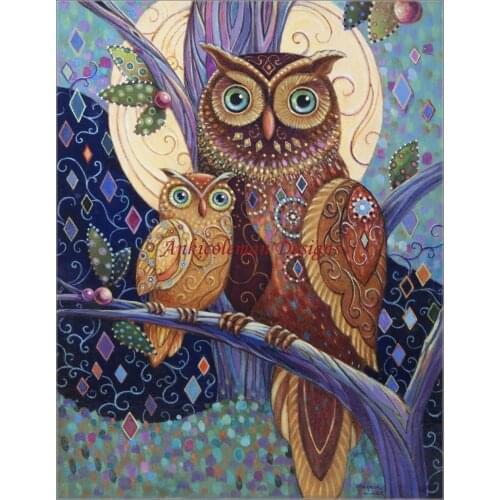 Needlework for embroidery DIY French DMC High Quality - Counted Cross Stitch Kits 14 ct Oil painting - Owls