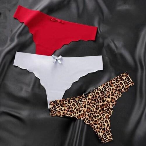 Womens New Sexy Low Waist Wave Edge Thong, Fashionable One Piece Traceless Ice Silk, Comfortable And Breathable Popular Briefs