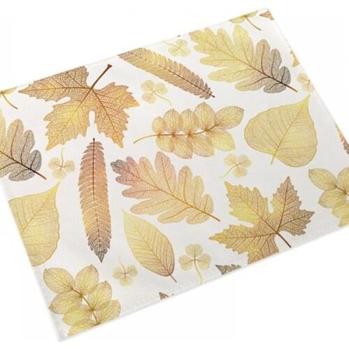 Gold Leaf Placemat Coffee Table Tablecloth Cotton Linen Placemats Single-sided Printing Non-slip Waterproof Heat Insulation Mat