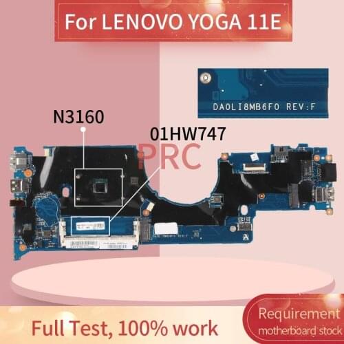 01HW747 For LENOVO YOGA 11E N3160 Laptop Motherboard DALI8EMB8F0 SR2KP DDR3 Notebook Mainboard