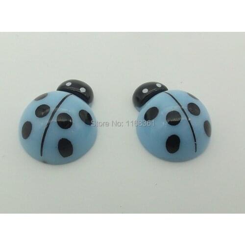 1pcs/lot resin flat back Simulated animal blue ladybug 19mm Cabochons Jewelry Phone Hairpin Headwear DIY C501-2