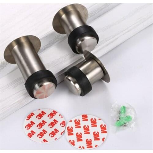 10sets No punching Door Stop Wall Mounted Door Stopper Rubber Holder Catch Floor Fitting With Screws For Bedroom Home Hardware