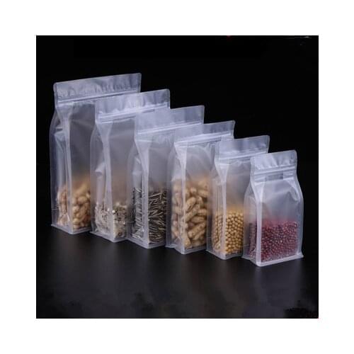 100pcs 3D Stand up Matt Plastic Ziplock Bag Frosted Translucent Coffee Snack Cookie Rice Package Bag Plastic Gift Bag