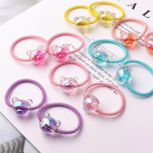 2PCS New Colour Cute Bear Cartoon Princess Headwear Kids Elastic Hair Bands Children Ropes Girls Accessories Baby Headdress