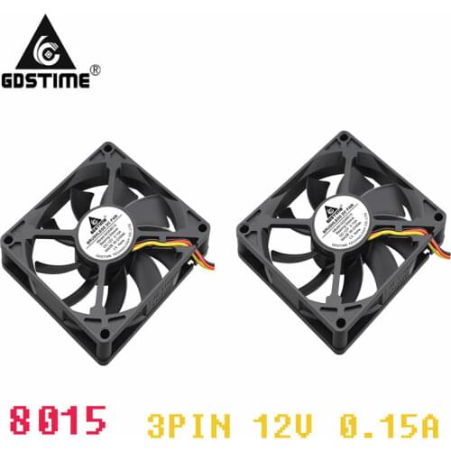50 Pieces LOT Gdstime DC 12V 3Pin 8015 80mm 80x80x15mm 8015S Mini Cooling Motor Fan