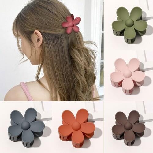 2021 New Colorful Cute Flower Matte Hair Clips Hairpins Barrette Headwear for Women Girls Hair Claw Hair Accessories