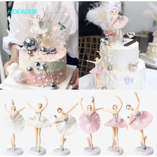 3pc Ballet Girls Cake Topper Dancing Girl Doll Decor Wedding Birthday Cake Decor Baby Girl 1st Favor Happy Birthday Party Decor
