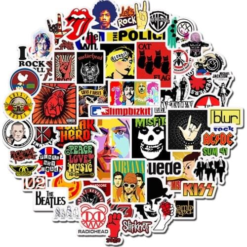 50pcs Stickers Hip Hop Rock & Roll Band Cartoon Character Graffiti Sticker Toys For Skateboard Laptop Bicycle Decals F4