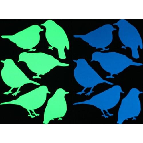 6 Birds Luminous Switch Sticker Cartoon Wall Sticker Glow in the Dark Decor Decals for Bedroom Bed Furniture Wardrobe Laptop DIY