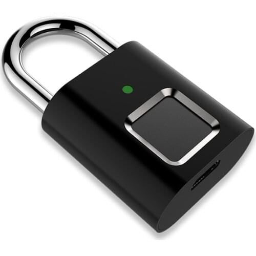 Fingerprint Padlock Smart Door Lock IP65 Waterproof Security Digital Lock Portable Fingerprint Padlock USB Keyless Lock