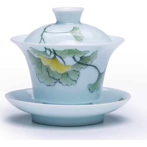 140ml Chinese Style Gaiwan Hand-painted Porcelain Tea Tureen With Lid kung-fu Tea Tea Soup Bowl Teaware Chawan