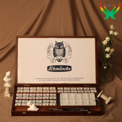 Germany schmincke 12/24/48/140 color Master wood box solid watercolor pigment artist drawing watercolor art painting supplies