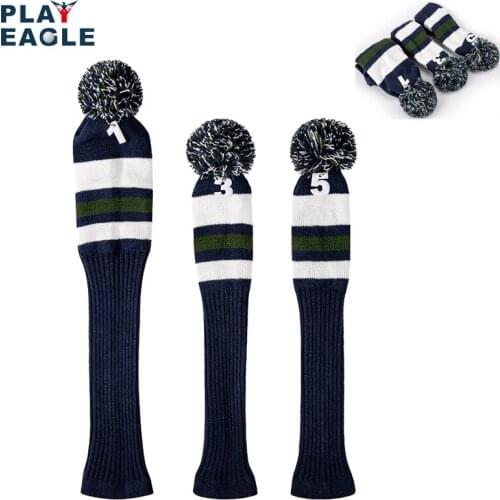Golf Clubs Headcovers 3 Pcs/set Knitted Hybrid Driver Fairway Wood Golf Head Covers 1 3 5 Wood Headcover With Number Tag