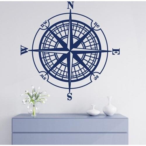 Compass wall decal living room decor nautical compass rose Wall sticker nautical nursery decor Living Room Decor Decal B118