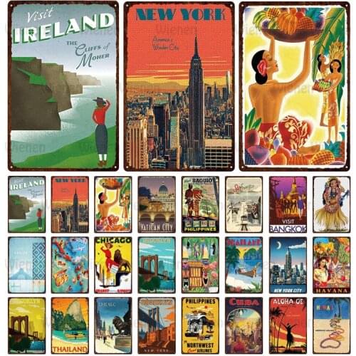 Metal Tin Sign Vintage Poster American City Vatican Landscape Bar Hotel Home Living Room Wall Decoration Iron Plate Art Decor