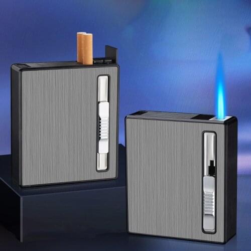 Multifunction Cigarette Case With Windproof Torch Gas Light And Easy To Carry Waterproof Metal Lighters
