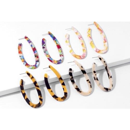 Fashion Personality Acrylic Unusual Earrings For Women Leopard Print Acetic Acid Circle Earing Bohemian Colorful Womens Earring