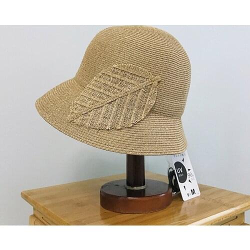 Fashion Summer Cape Hat Elegant Leaves Straw Hat For Women Cowboy Derby Dress Church Cloche Hat Bucket Wedding Bowler Fitted Cap