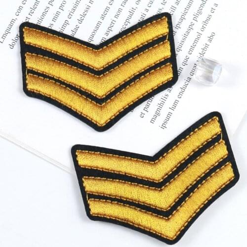 Chevron Military Patch Iron on Patches for Clothing Embroidery Badge Boys Clothes Embellished Free Shipping 35*63mm
