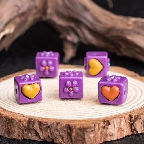 Natural Purple Mica Carved Stone Unicorn Mushroom Rubiks Cube Single Separated Beads Bracelet Accessories DIY Necklace