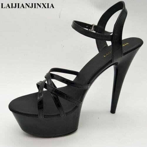 LAIJIANJINXIA New White / Black 15CM Super High Heel Sandals Platforms Pole Dance Performance Star Model Shoes Wedding Shoes