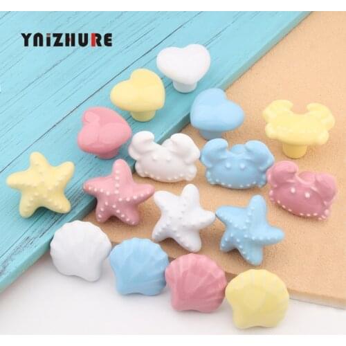 New Cute Child Brand Nordic Ceramic Single Crab Starfish Knobs Wardrobe Kitchen Garden Door Handle Modern Cabinet Handle