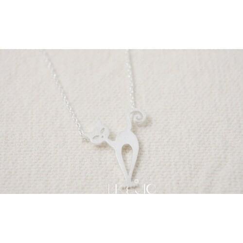 Lovely trendy women necklace Gold and Silver plated Cat Nero pendant Necklace unique christmas gift