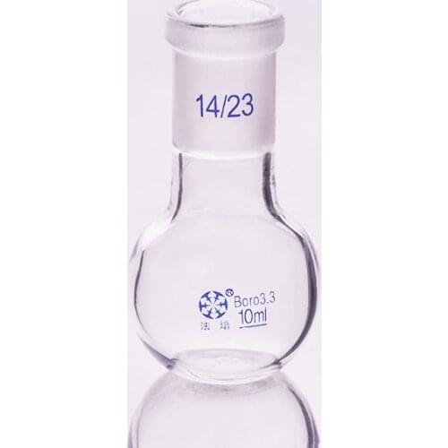 Single standard mouth flat-bottomed flask,Capacity 10ml and joint 14/23,Single neck flat flask