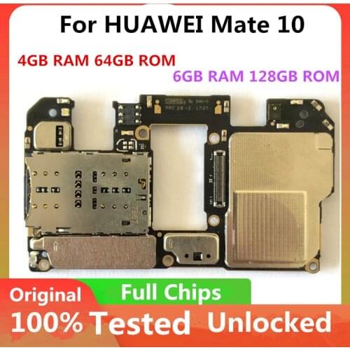 64GB 128GB For HUAWEI Mate 10 Motherboard Original Unlocked Full CHips Logic Board Android System Mainboard 4GB 6GB RAM Plate