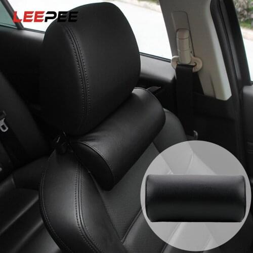 LEEPEE Car Seat Neck Pillow Leather Neck Protection Auto Head Rest Cushion Travelling Comfortable Head Safety Support Pad