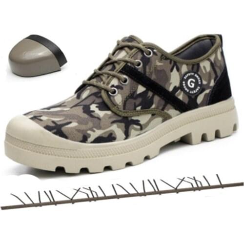 Work Safety Shoes for Men Vintage Indestructible Steel Toe Cap Boots Mens Insurance Puncture Proof Camouflage Tactical Boots