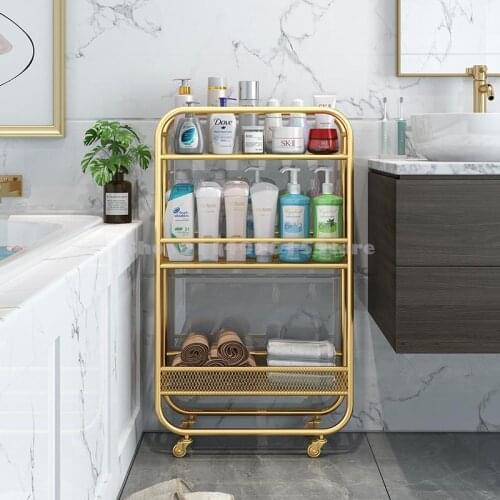 Nordic Bathroom Vanity Storage Bathroom Shelf Floor Mobile Trolley Storage Rack