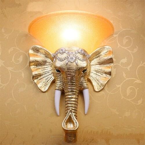 Southeast Asian Elephant Resin Wall Lamps Bedroom Living Room Dining Room Stairs Aisle Bar Animal LED Hotel Sconces Wall Lights