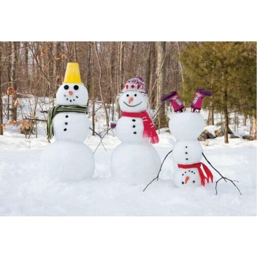 Snowman and Snow Scene Backdrop Holiday Photography Background Celebration Photo Booth Studio Decor