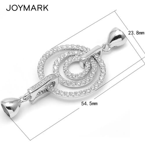 925 Sterling Silver Micro Pave Zircon Triple Roundels End Caps Connector Clasps For Pearl Necklace Jewelry Accessories SC-CZ069