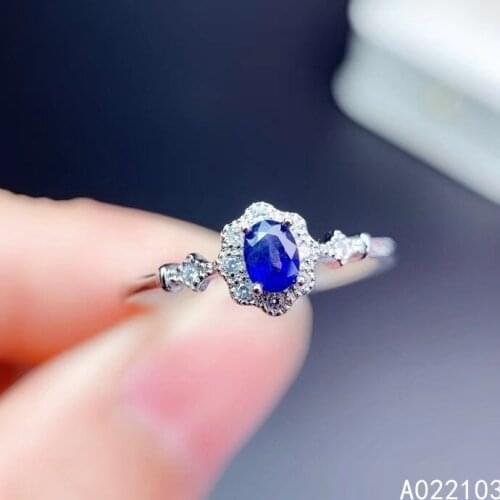 KJJEAXCMY fine jewelry 925 sterling silver inlaid Natural sapphire Chinese style fashion luxury flower girl gem ring support che