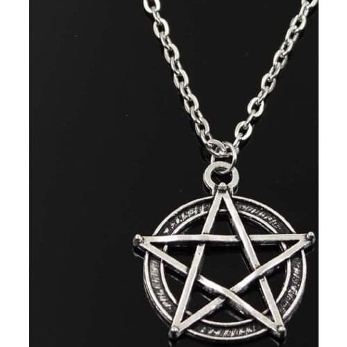 Simple Classic Fashion Star Pentagram Antique Silver Color Pendant Girl Short Long Chain Necklaces Jewelry For Women