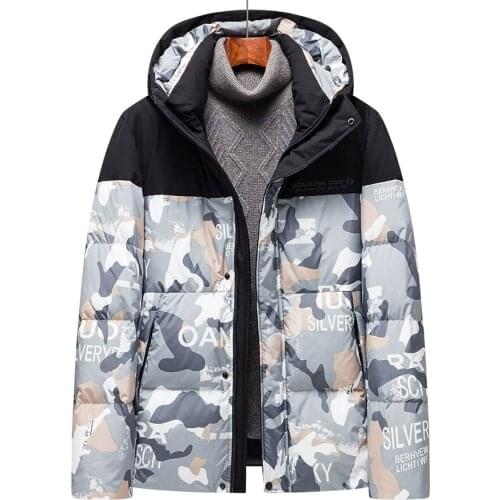 2021 Winter Thicken Mens Camouflage Down Jacket Patchwork Warm Parka Men Casual Waterproof Thick Coat Male Overcoat Size 4XL