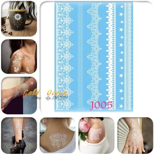 1PC Water Transfer Temporary Tattoo Lace Mehndi Sticker 20x15CM Bracelet Henna Tattoo Paste Women Wedding Makeup Tatoos