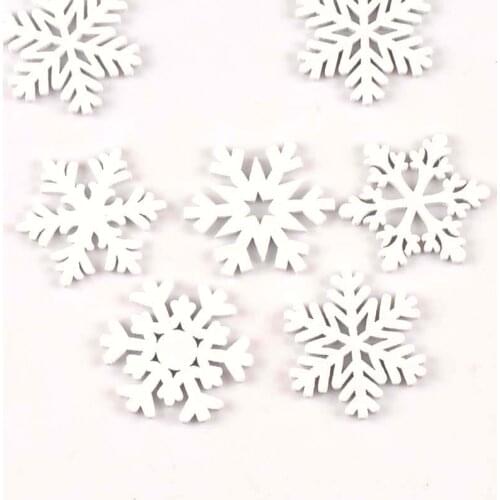 15Pcs/lot Christmas Snowflake White Wood Decoration Handicraft DIY Crafts Scrapbooking Wooden Ornament Accessories 35mm m1782