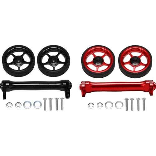 2 Set Easy Wheel Telescopic Rod Extension Bar For Brompton Rear Cargo Rack Easy Wheel Telescopic Rod, Black & Red