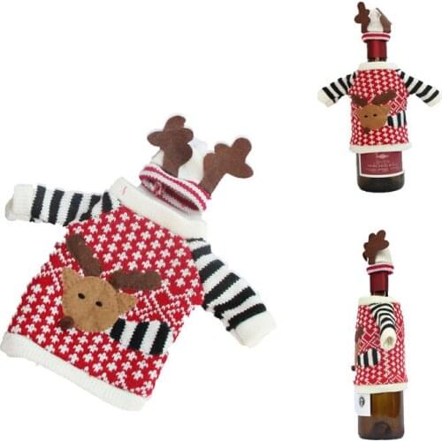 2pcs/set Christmas Decoration Red Wine Bottle Cover Bags Santa Claus Dinner Table Decoration Clothes With Hats For Home Decors